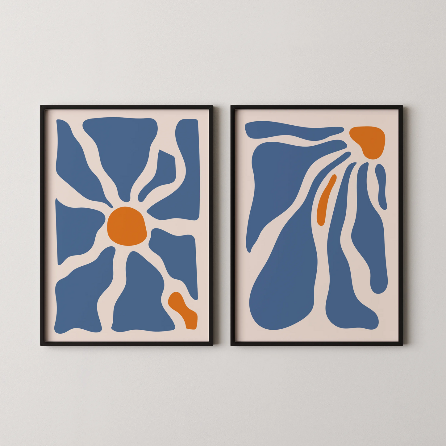 Modern Boheme FLower, Set of 2, Mid Century Aesthetic Wall Art