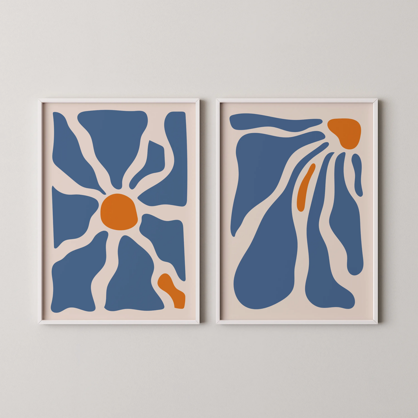 Modern Boheme FLower, Set of 2, Mid Century Aesthetic Wall Art