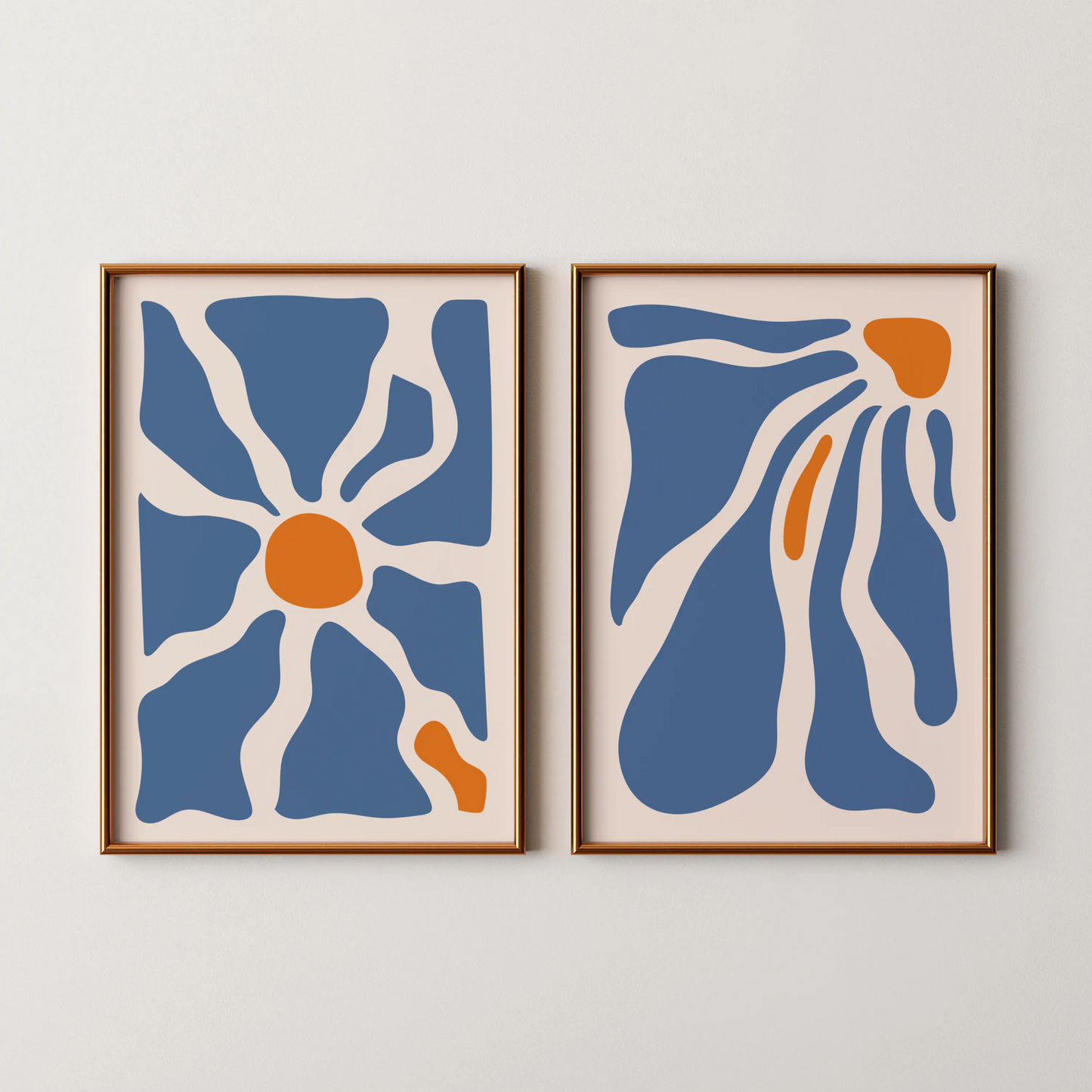 Modern Boheme FLower, Set of 2, Mid Century Aesthetic Wall Art