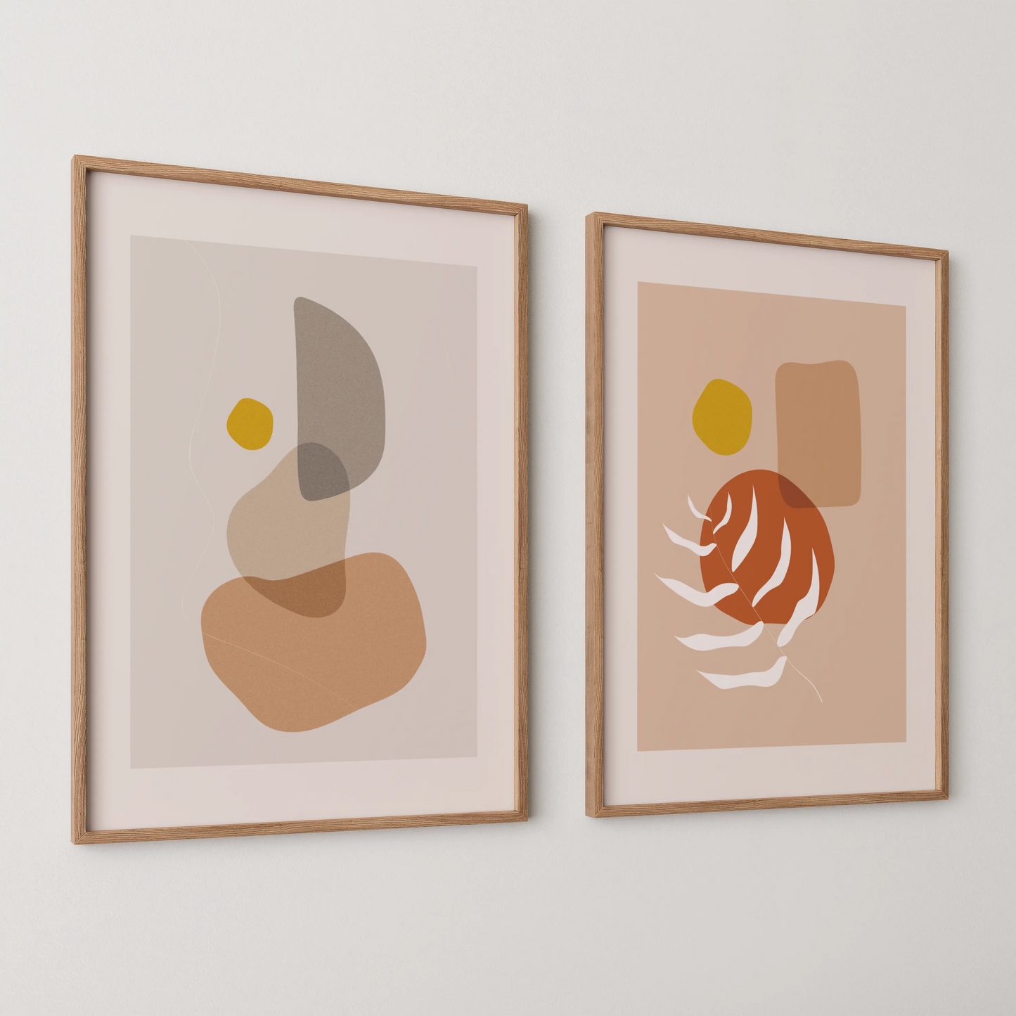 Modern Boheme Leaves I, Set of 2, Mid Century Aesthetic Wall Art