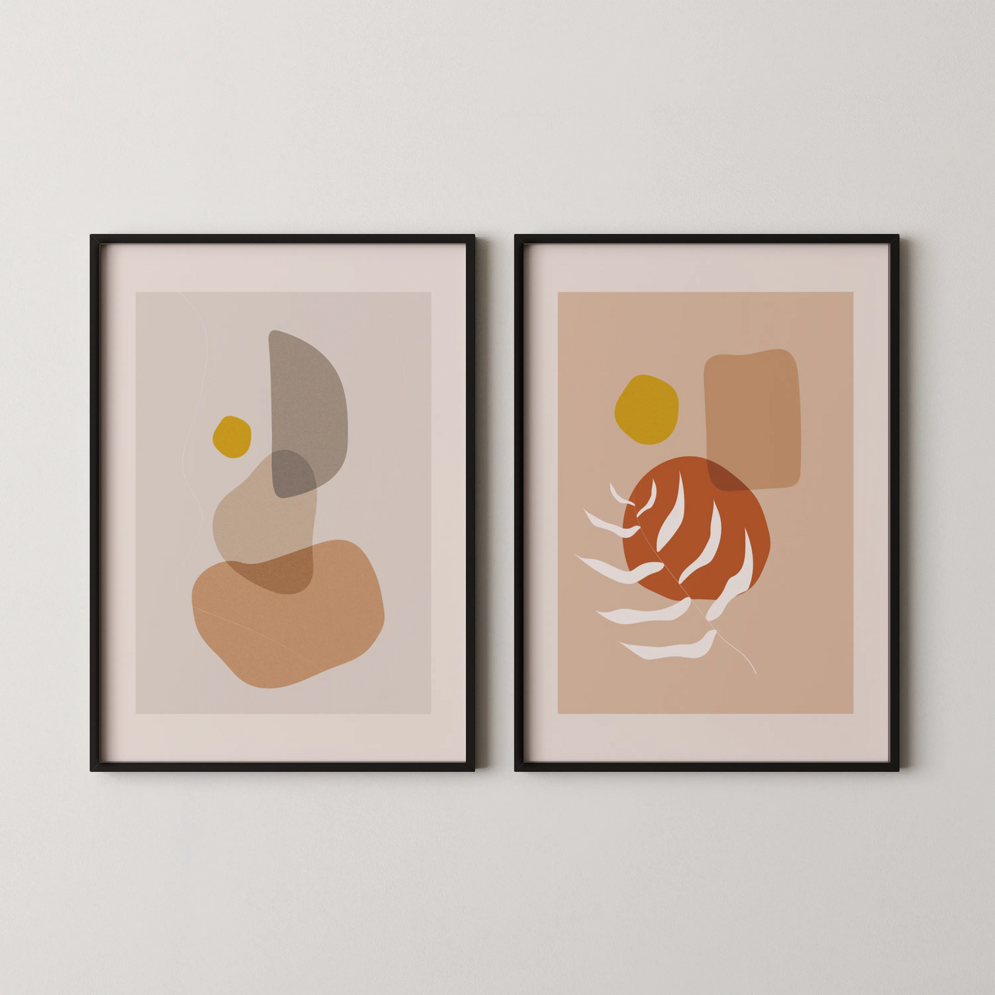 Modern Boheme Leaves I, Set of 2, Mid Century Aesthetic Wall Art