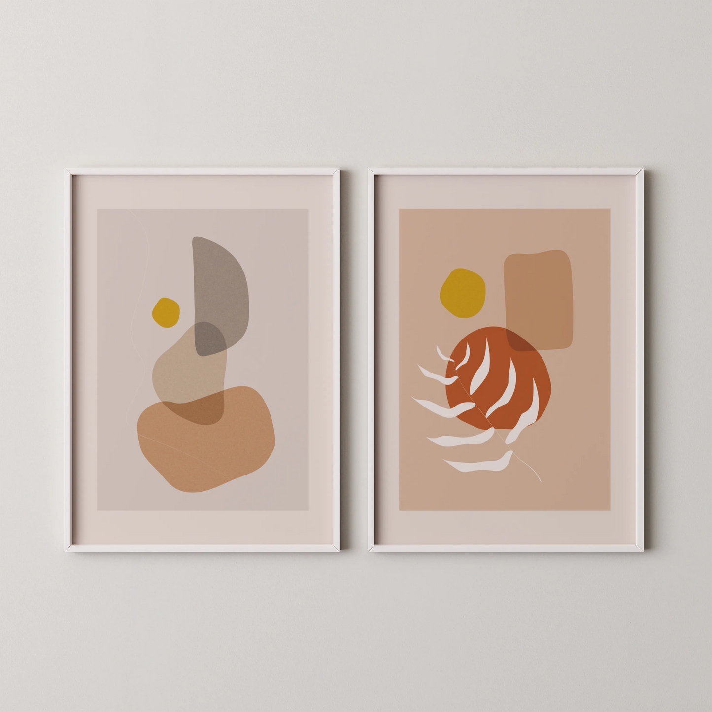 Modern Boheme Leaves I, Set of 2, Mid Century Aesthetic Wall Art