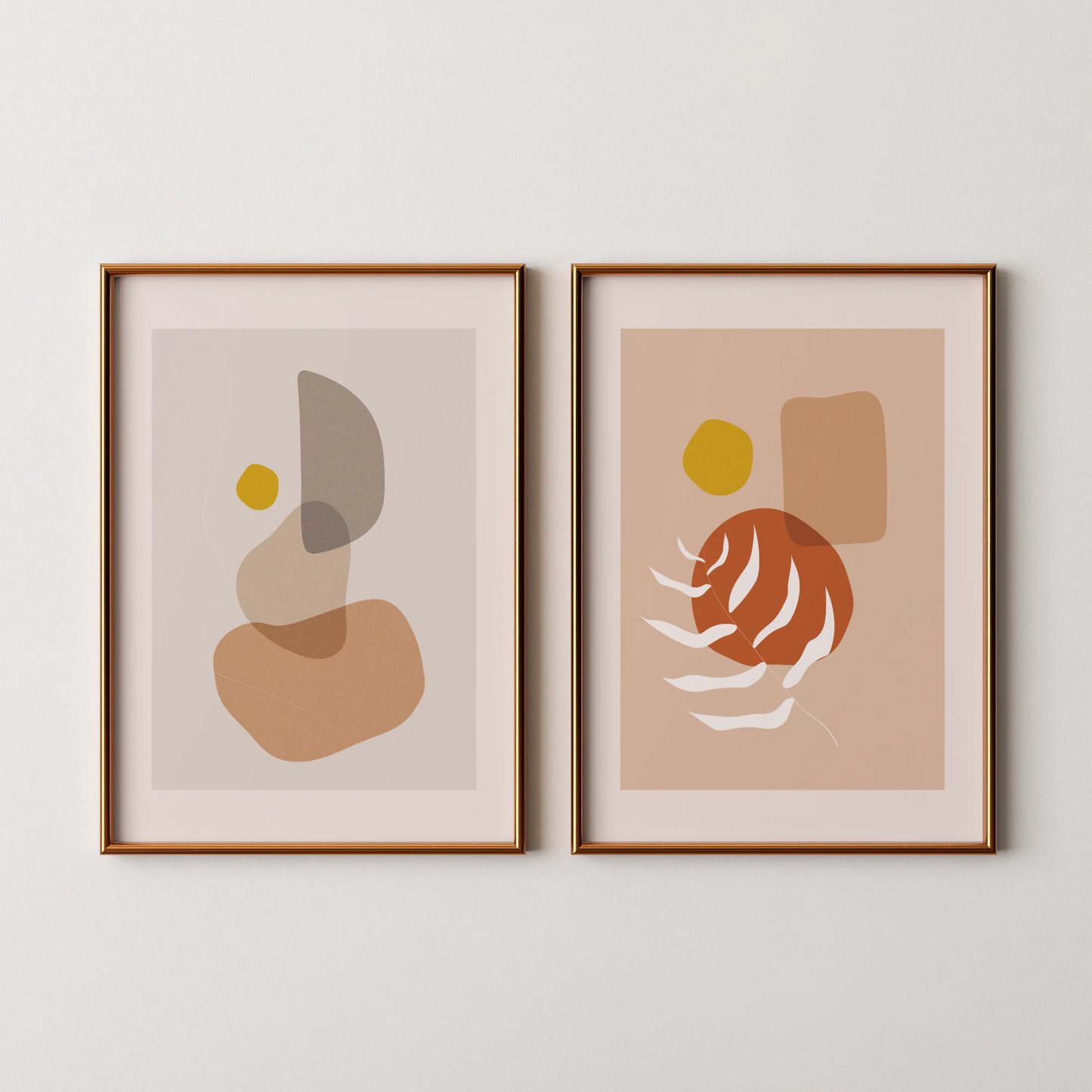 Modern Boheme Leaves I, Set of 2, Mid Century Aesthetic Wall Art