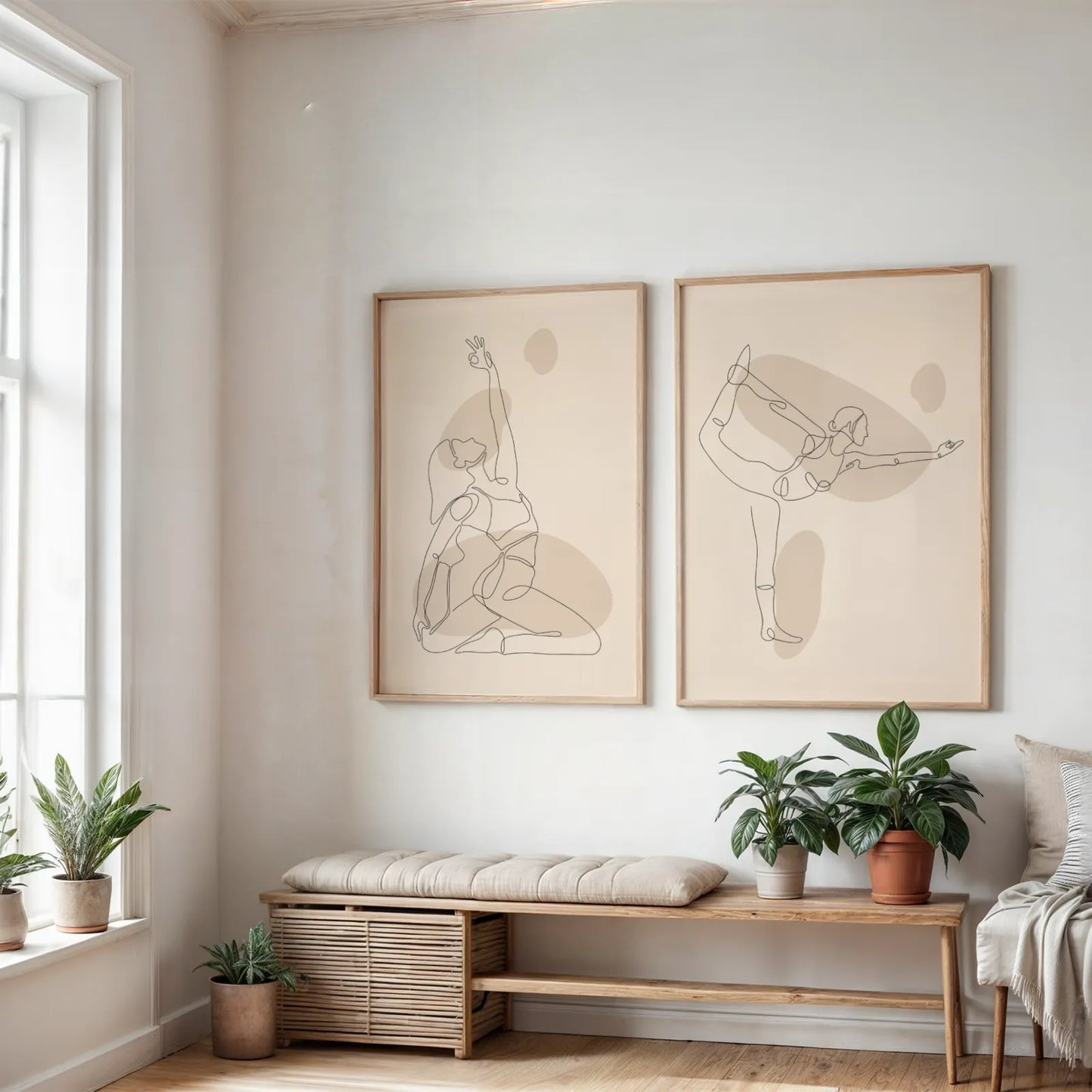 Modern Line Art, Set of 2, Mid Century Aesthetic Wall Art