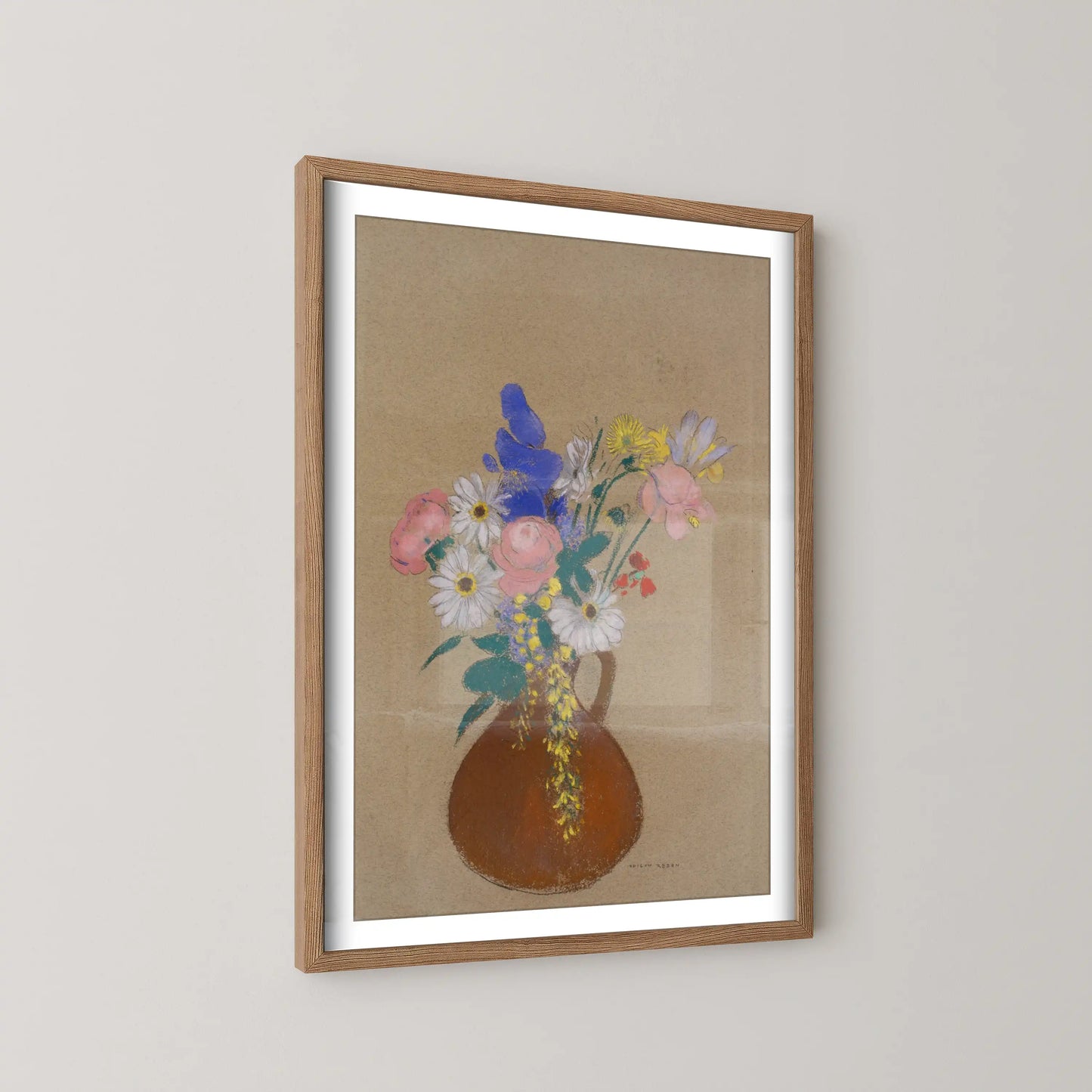 Bouquet of flowers in a brown clay vase by Odilon Redon (1900–1916)