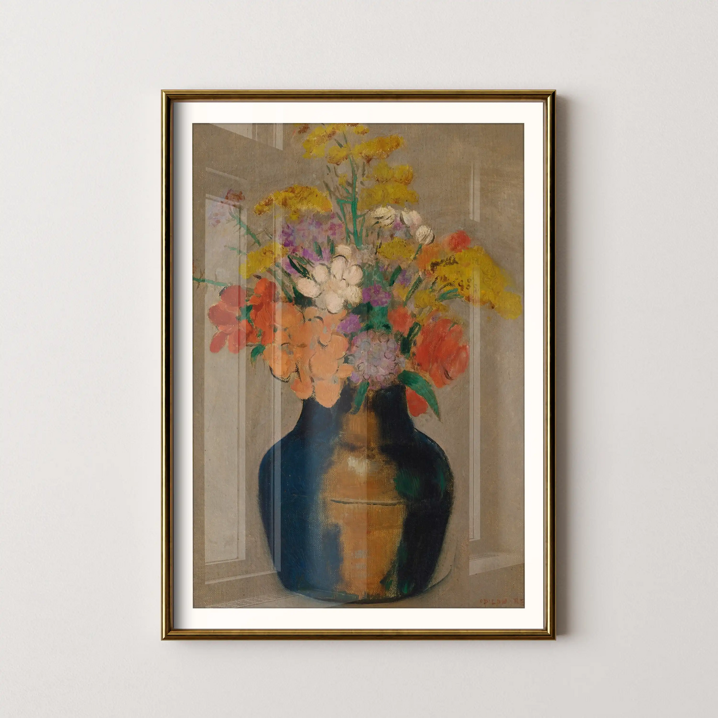 Bouquet of flowers in a vase by Odilon Redon