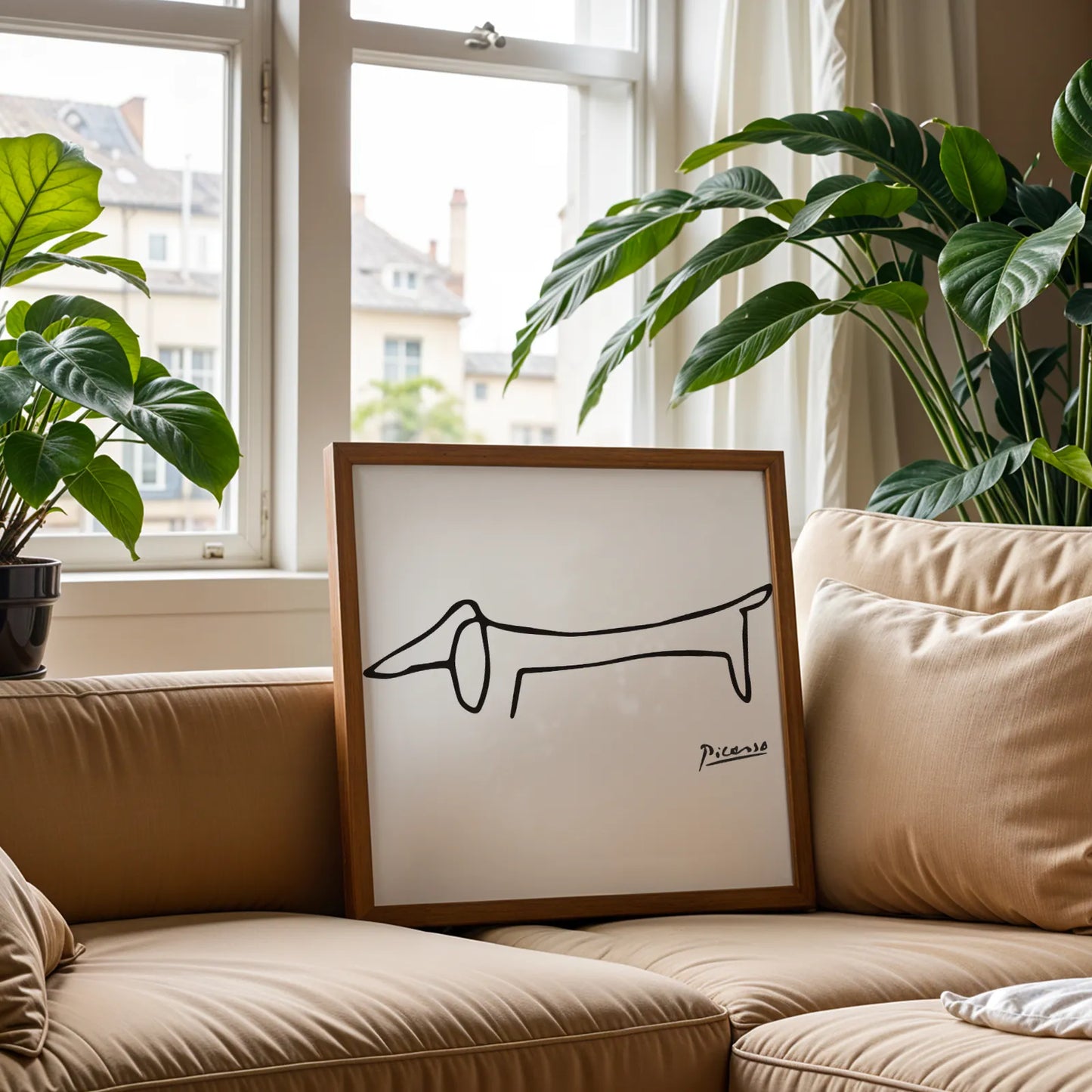 PIcasso Dog, Black & White Mid Century Modern, Boho Art Prints