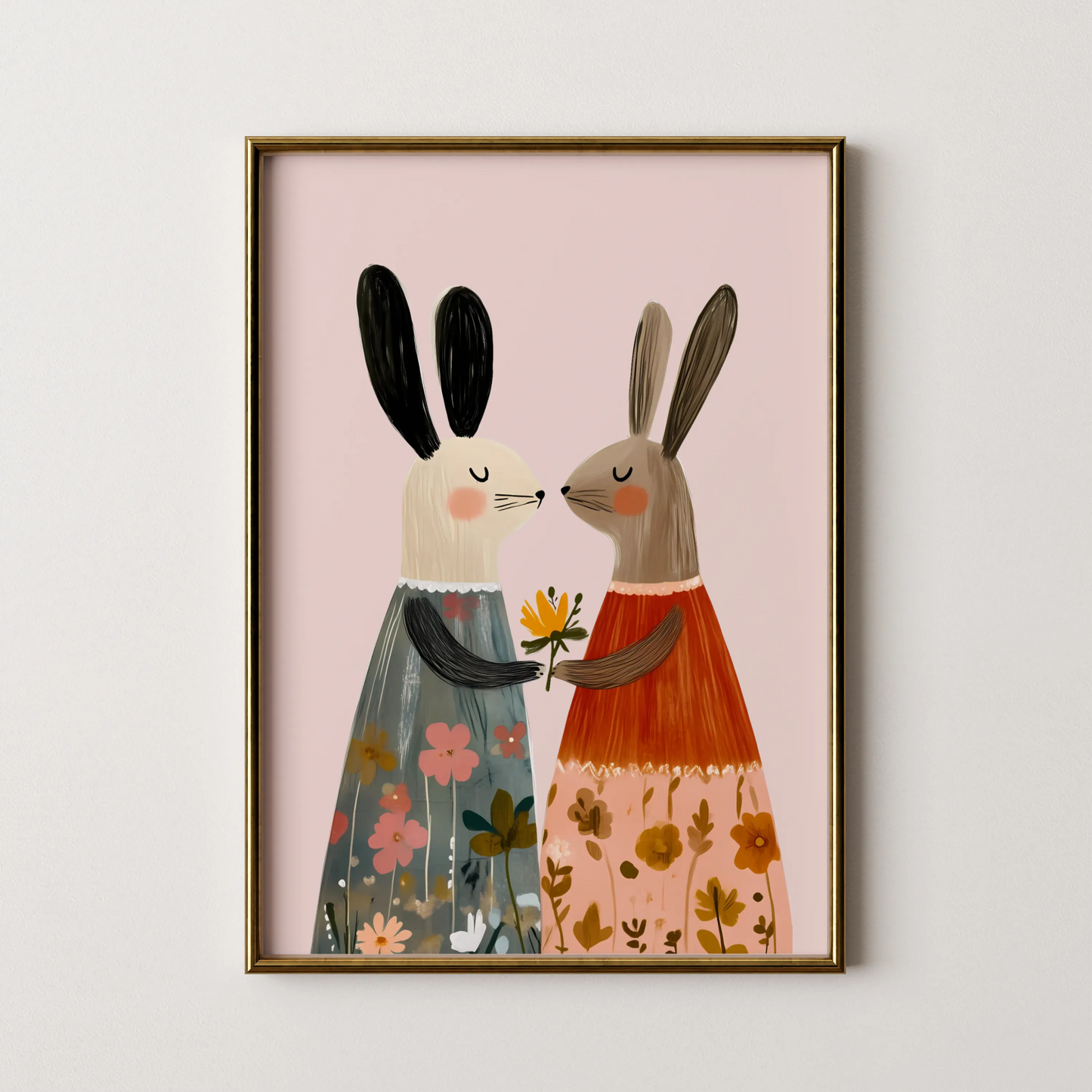 Twin rabbits - Nursery Prints