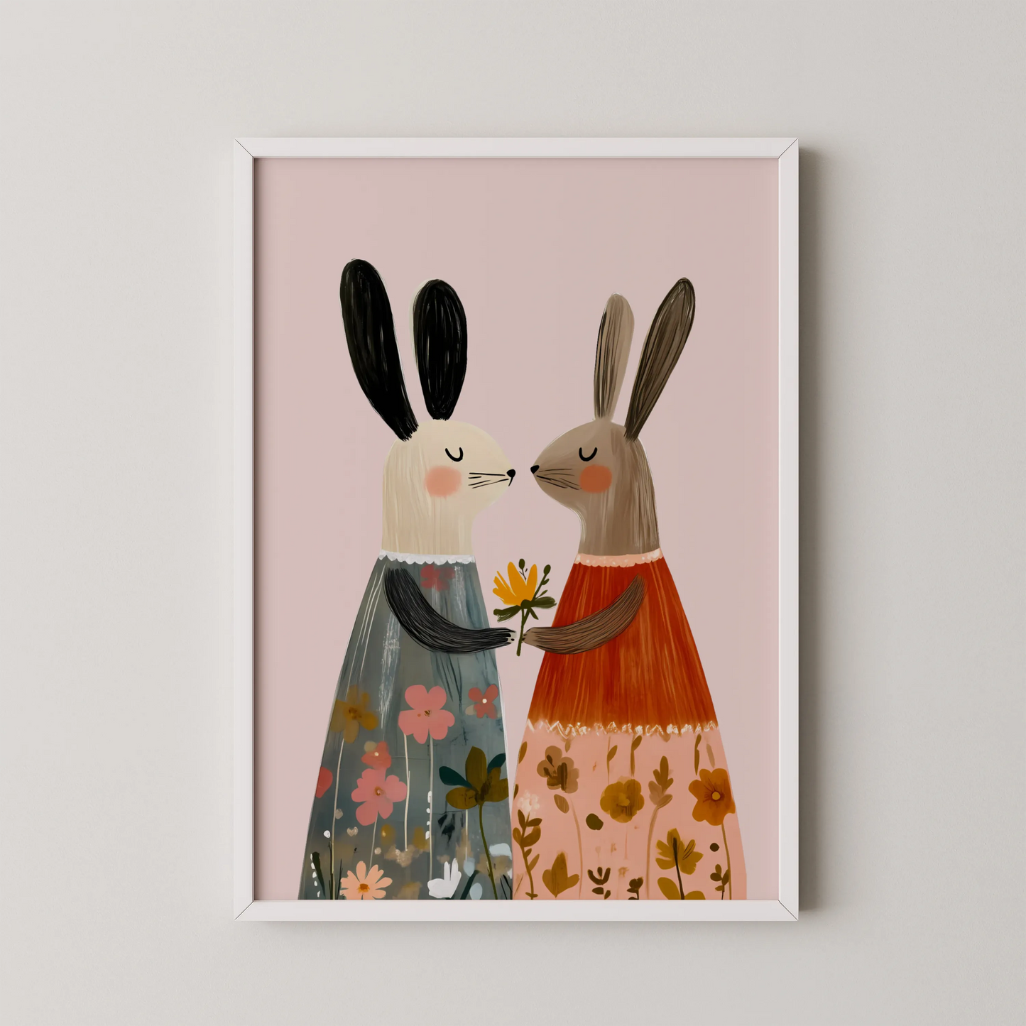 Twin rabbits - Nursery Prints