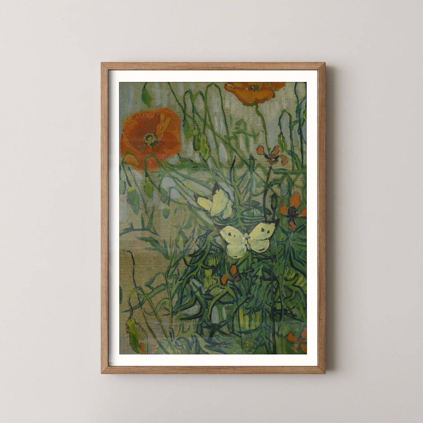 Butterflies and poppies by Van Gogh (1890)