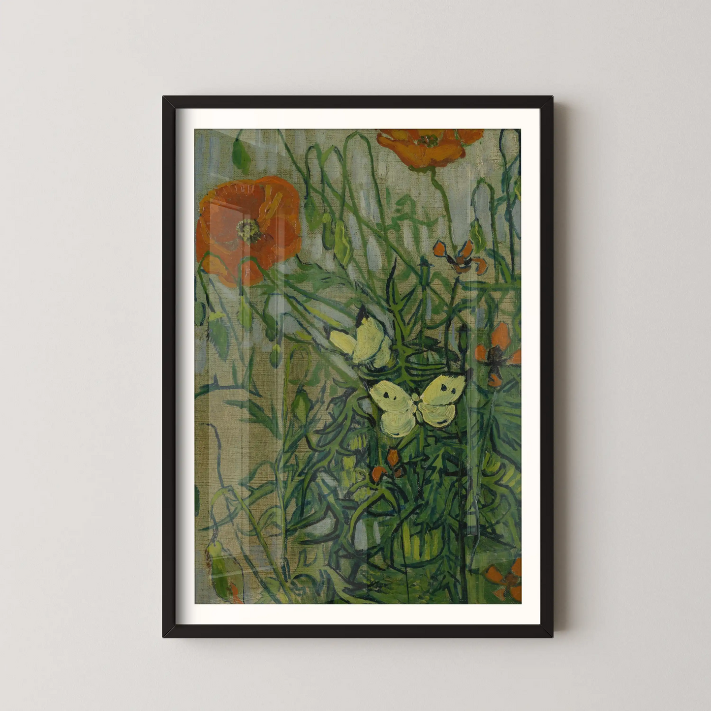 Butterflies and poppies by Van Gogh (1890)