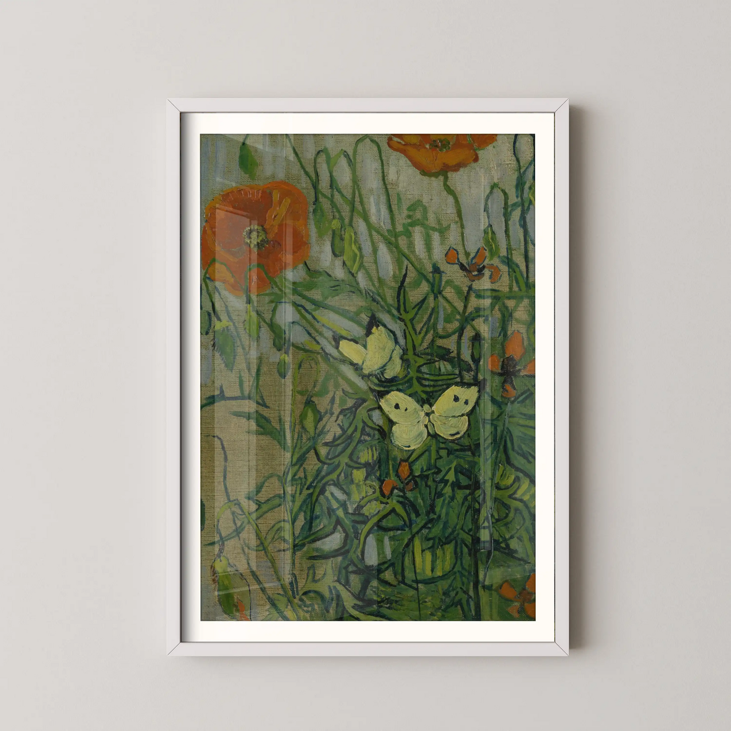 Butterflies and poppies by Van Gogh (1890)