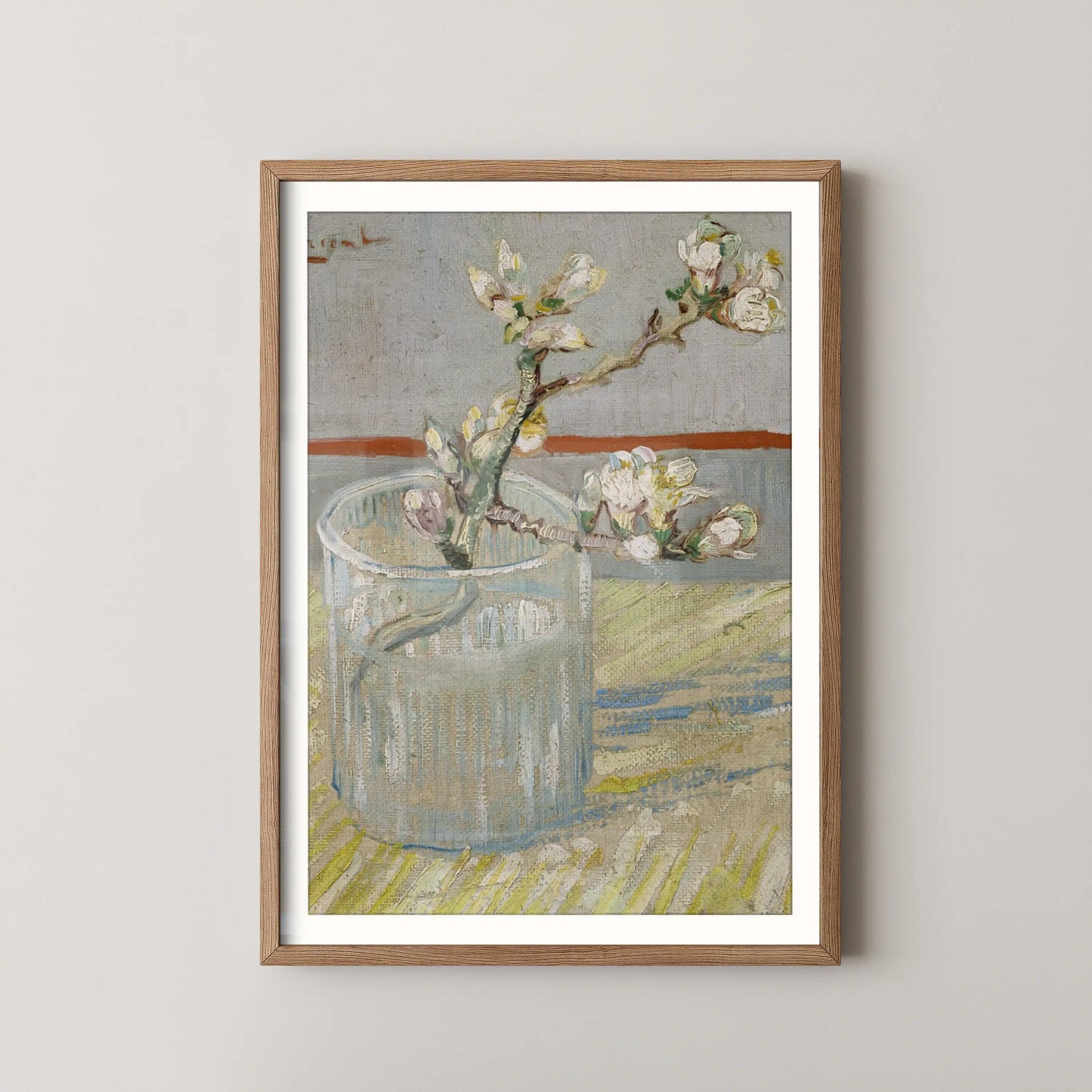 Sprig of flowering almond in a glass by Vincent Van Gogh (1888)