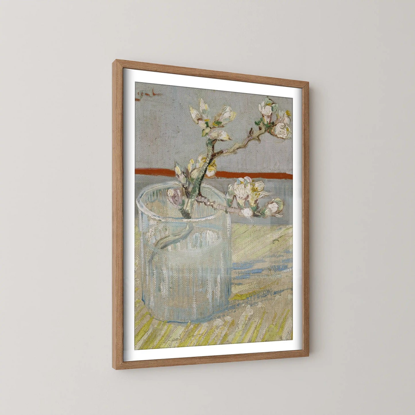 Sprig of flowering almond in a glass by Vincent Van Gogh (1888)