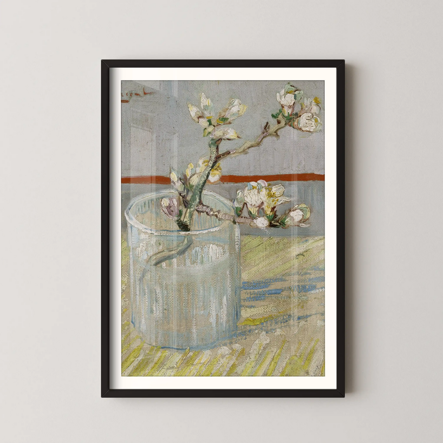 Sprig of flowering almond in a glass by Vincent Van Gogh (1888)