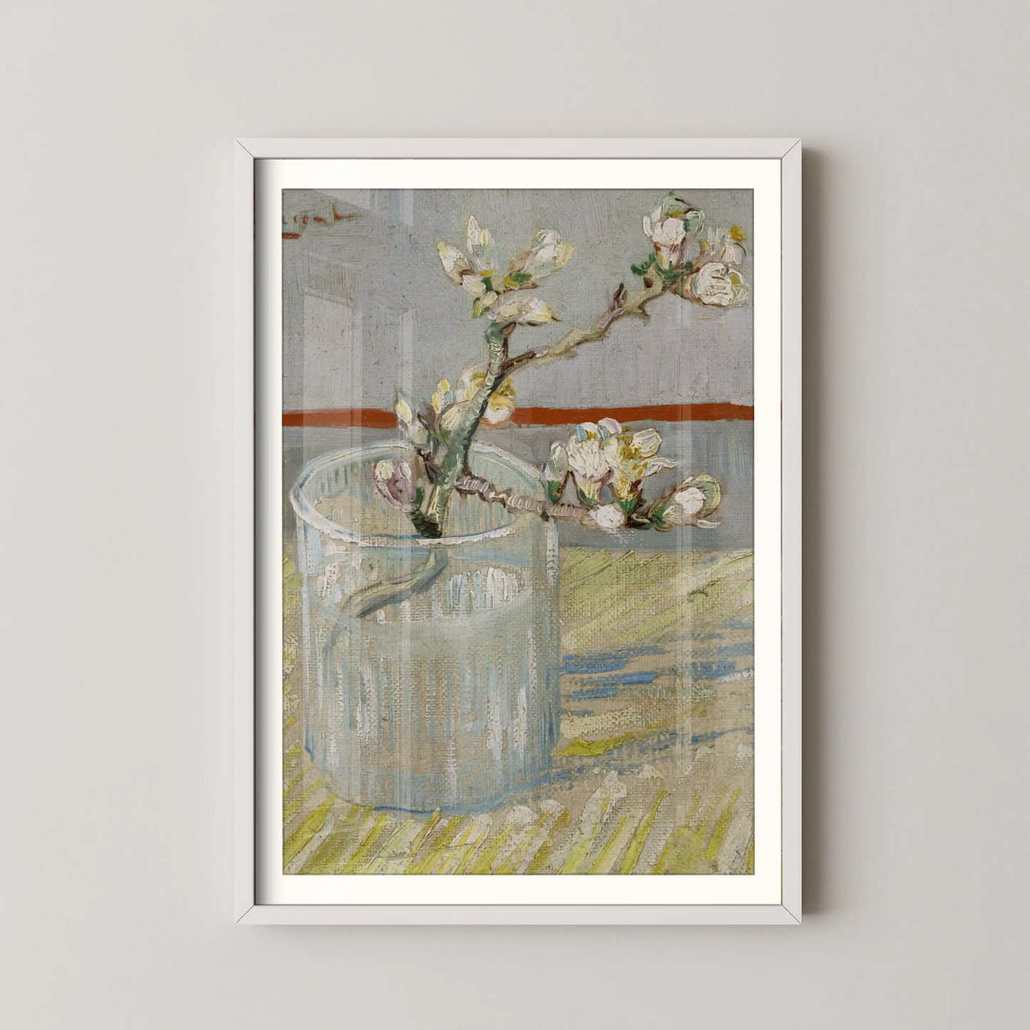 Sprig of flowering almond in a glass by Vincent Van Gogh (1888)