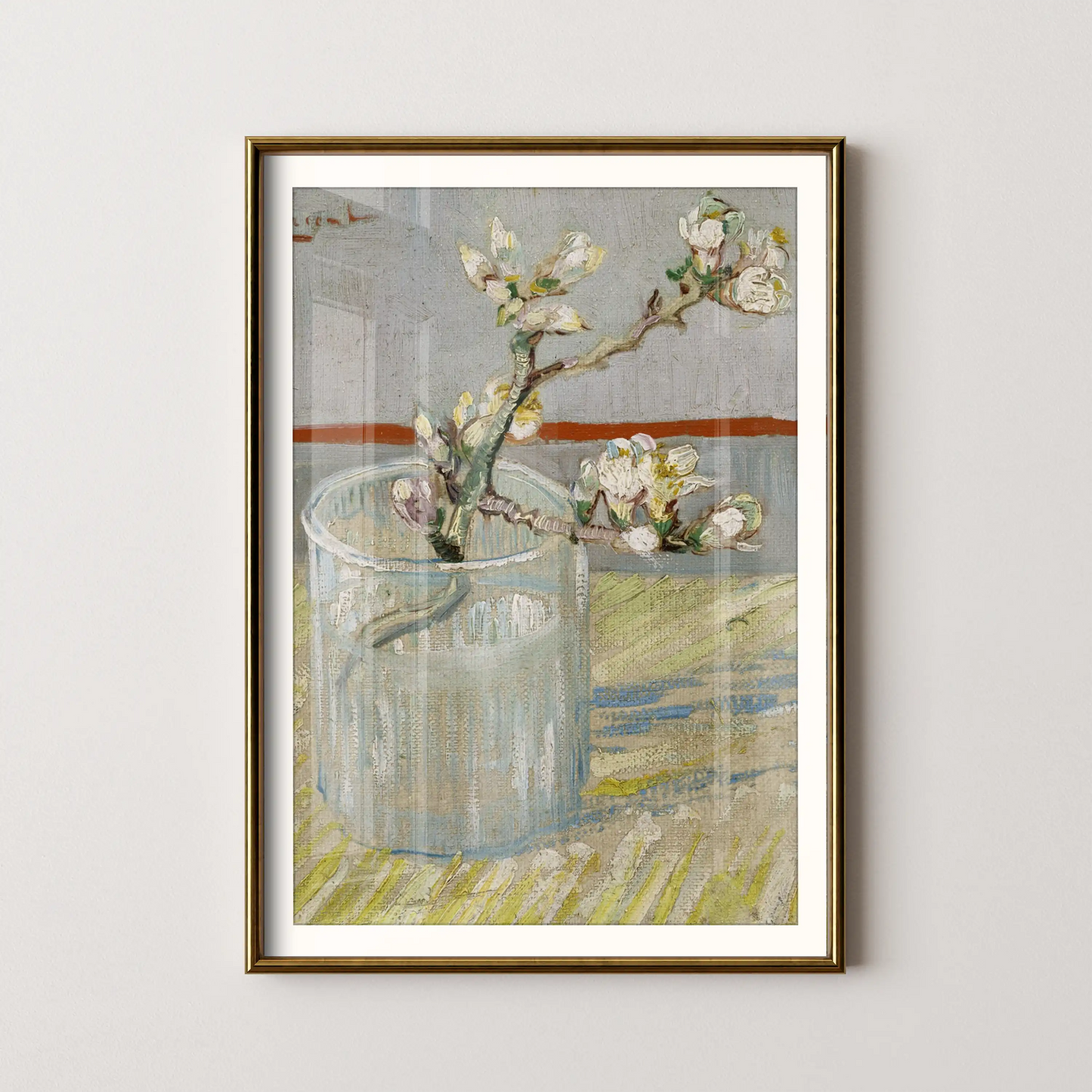 Sprig of flowering almond in a glass by Vincent Van Gogh (1888)