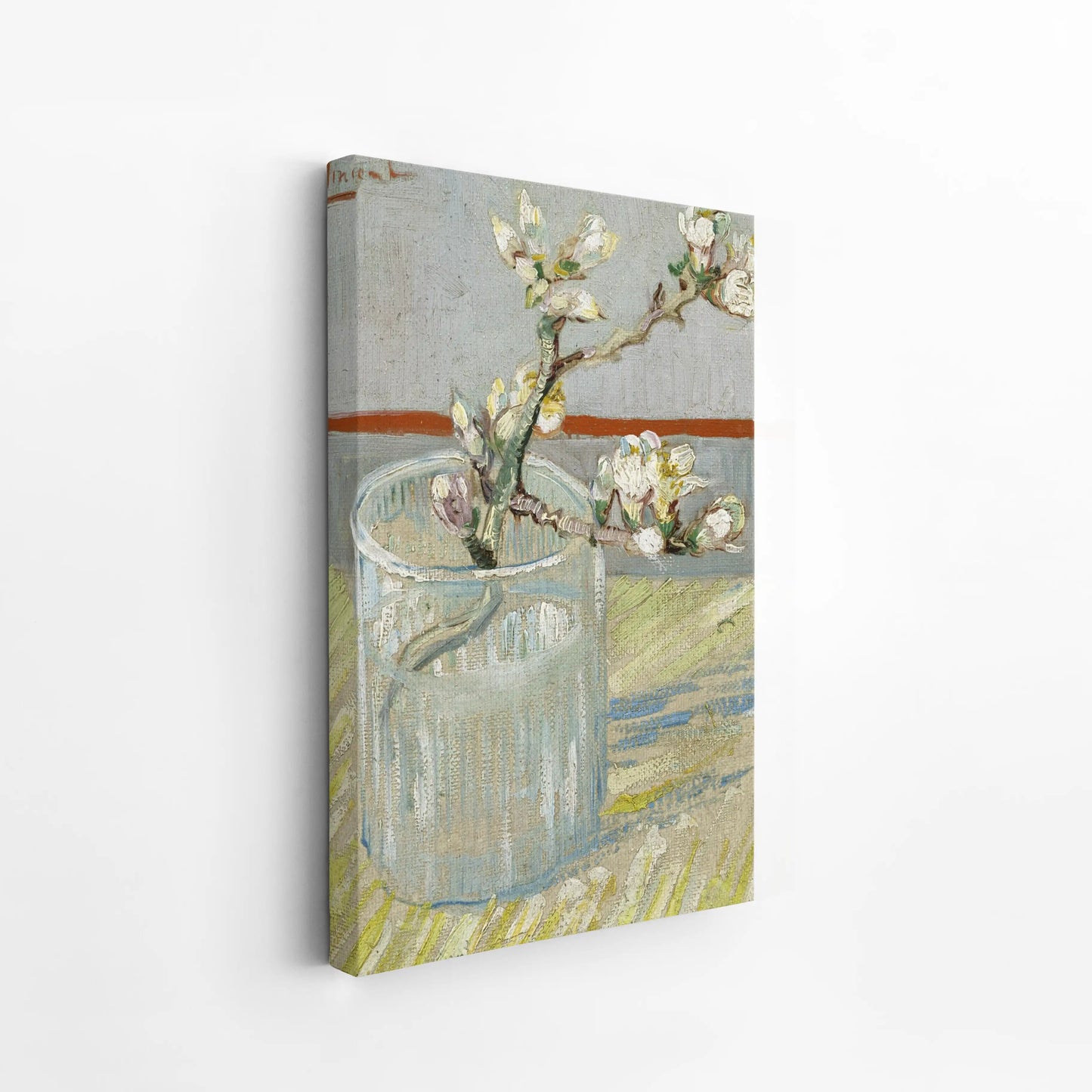 Sprig of flowering almond in a glass by Vincent Van Gogh (1888)