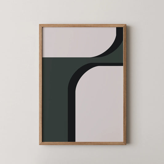 Abstract Black & Green, Mid Century Modern, Wall Art