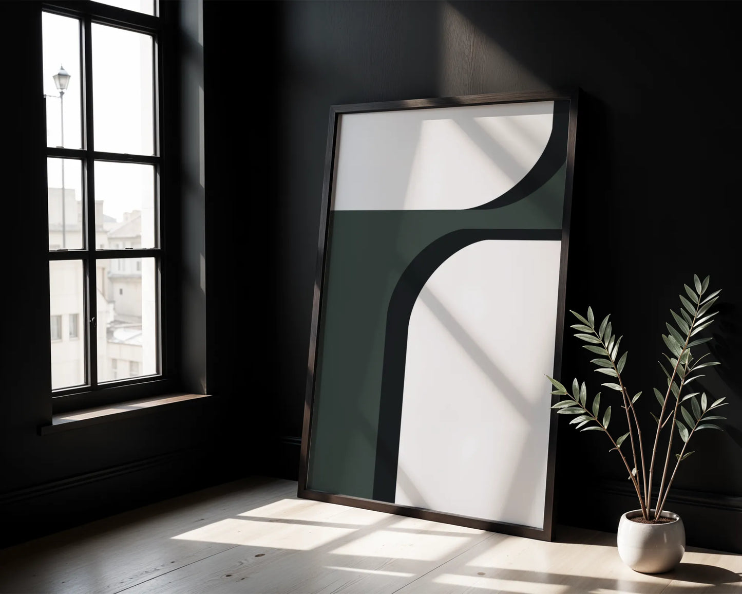 Abstract Black & Green, Mid Century Modern, Wall Art