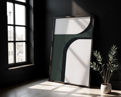Abstract Black & Green, Mid Century Modern, Wall Art