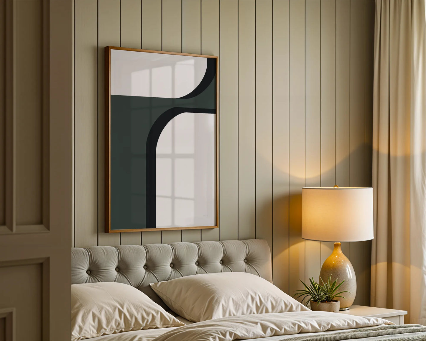 Abstract Black & Green, Mid Century Modern, Wall Art