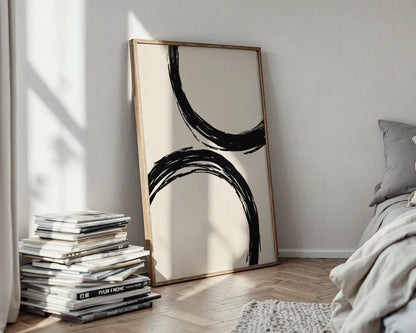 Abstract Black & White Lines II, Mid Century Modern, Wall Art