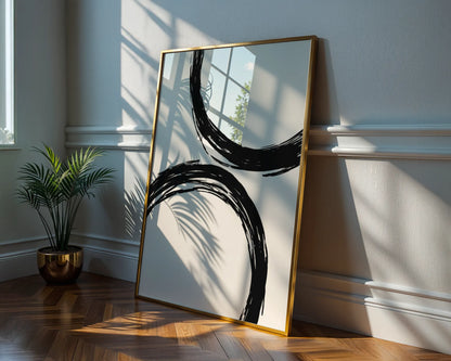 Abstract Black & White Lines II, Mid Century Modern, Wall Art