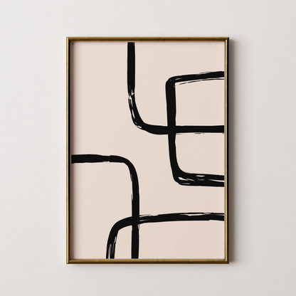 Abstract Black & White Lines I, Mid Century Modern, Wall Art