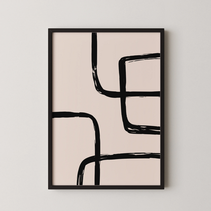 Abstract Black & White Lines I, Mid Century Modern, Wall Art