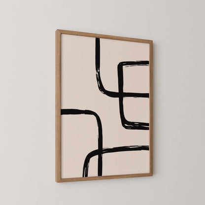 Abstract Black & White Lines I, Mid Century Modern, Wall Art