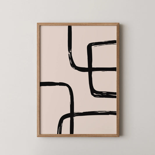 Abstract Black & White Lines I, Mid Century Modern, Wall Art