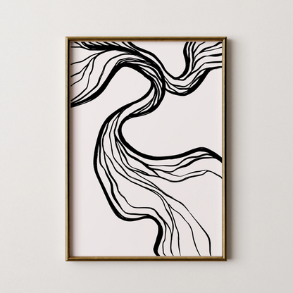 Abstract Black & White Lines, Mid Century Modern, Wall Art