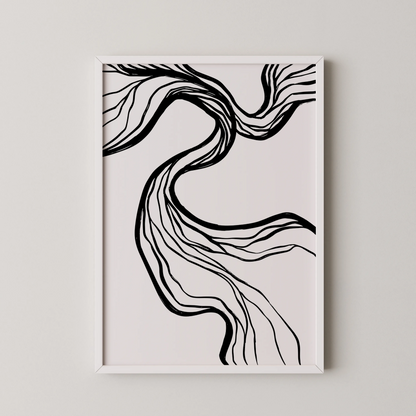 Abstract Black & White Lines, Mid Century Modern, Wall Art