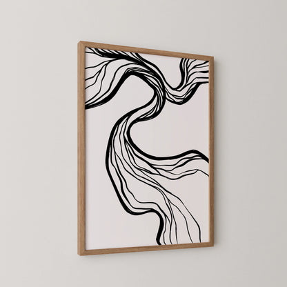 Abstract Black & White Lines, Mid Century Modern, Wall Art