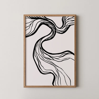 Abstract Black & White Lines, Mid Century Modern, Wall Art