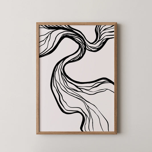 Abstract Black & White Lines, Mid Century Modern, Wall Art