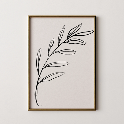 Abstract Branch, Black & White, Mid Century Modern