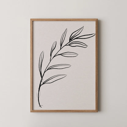 Abstract Branch, Black & White, Mid Century Modern