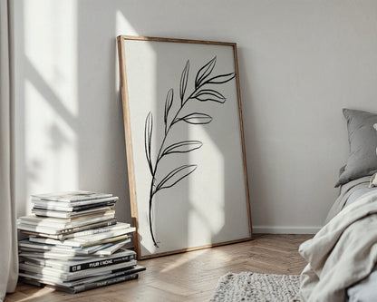 Abstract Branch, Black & White, Mid Century Modern