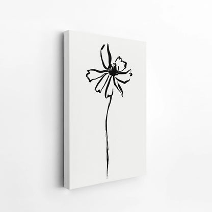 Abstract Flower, Black & White, Mid Century Modern