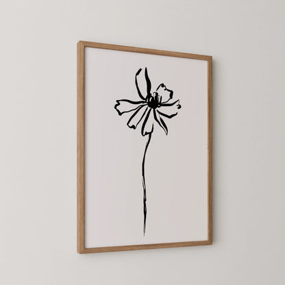 Abstract Flower, Black & White, Mid Century Modern