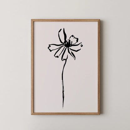 Abstract Flower, Black & White, Mid Century Modern