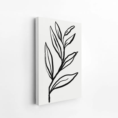 Abstract Leaf, Black & White, Mid Century Modern