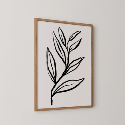 Abstract Leaf, Black & White, Mid Century Modern