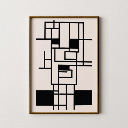Abstract Lines, Black & White, Mid Century Modern