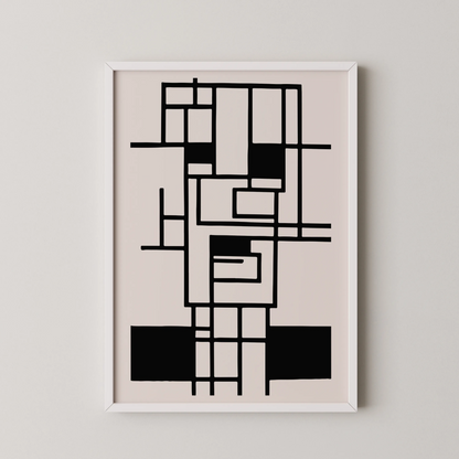 Abstract Lines, Black & White, Mid Century Modern