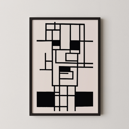 Abstract Lines, Black & White, Mid Century Modern