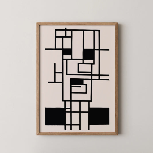Abstract Lines, Black & White, Mid Century Modern
