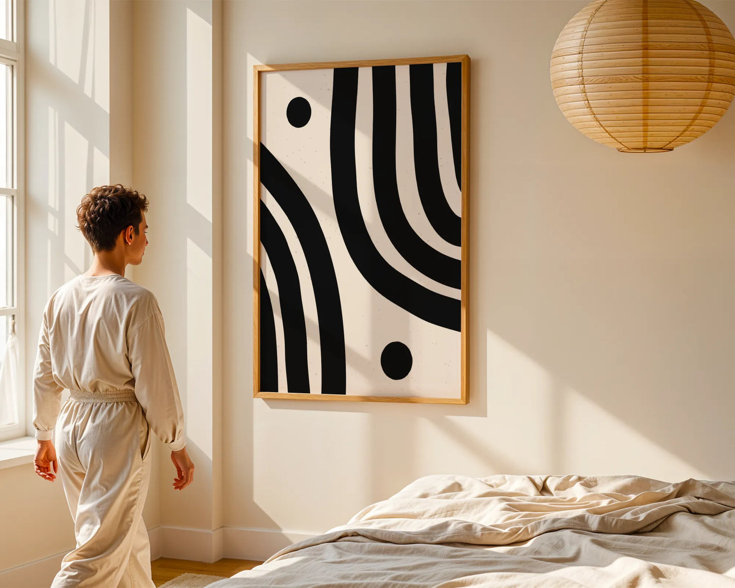 Abstract Lines, Black & White, Mid Century Modern